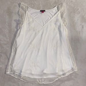 Embroidered flutter sleeve blouse